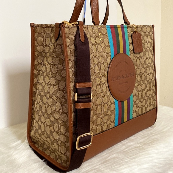New💃Coach Dempsey Tote 40 Signature Jacquard With Stripe And Coach Patch - Picture 3 of 12
